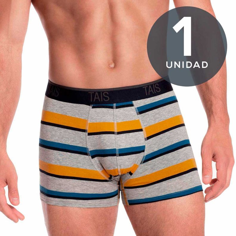 Boxer Elastico A La Vista Hombre Full Tejido Cotton Spandex Gris S