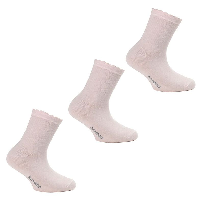 3 Pares Calcetín Bamboo 3/4 Liso Rosado-0