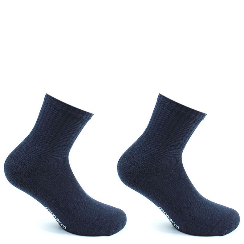 2 Pares Calcetines Algodón Deportivo Liso Azul-0