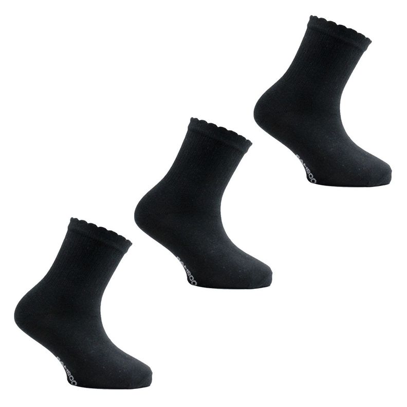 3 Pares Calcetin Bamboo 3/4 Liso Negro-0