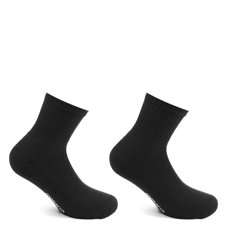 2 Pares Calcetines Algodón Deportivo Liso Negro-0
