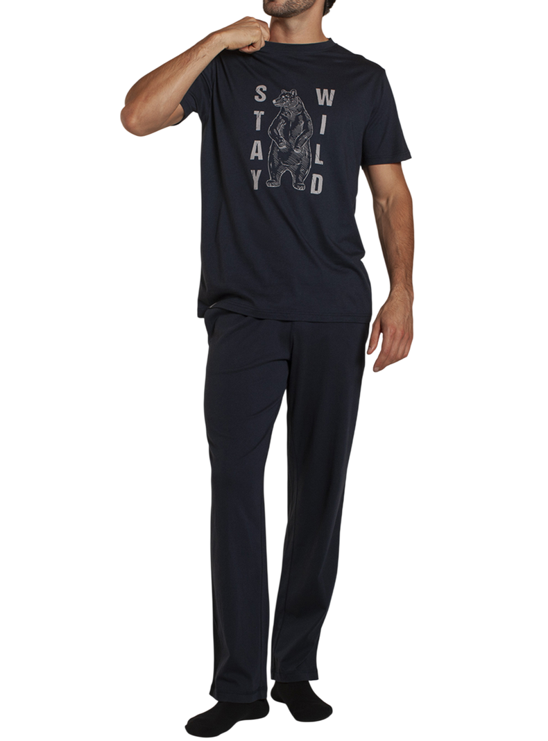 Pijama Algodon/Modal Lazo Hombre Monarch Azul S