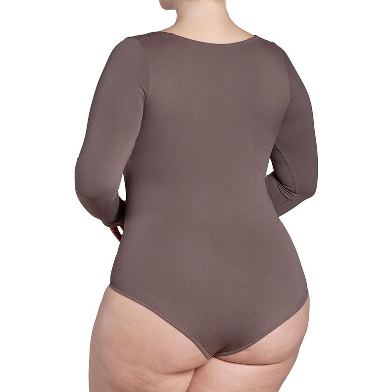 Body Manga Larga Escote Cuadrado Ceniza-2