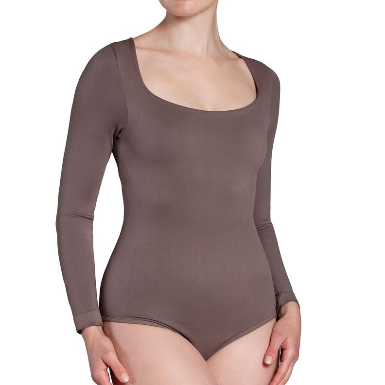 Body Manga Larga Escote Cuadrado Ceniza-3