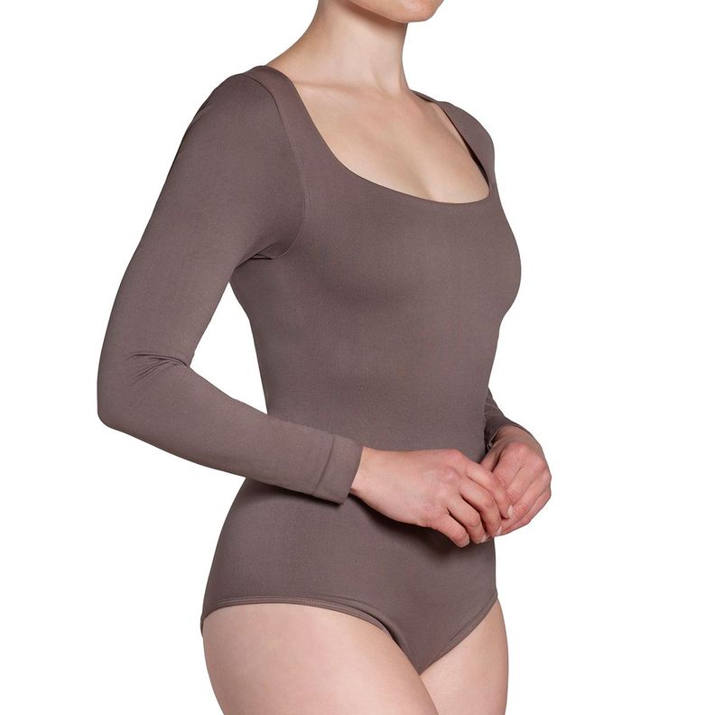 Body Manga Larga Escote Cuadrado Ceniza-4