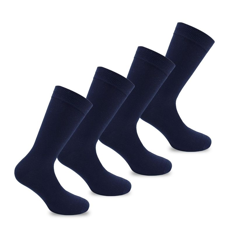 4 Pares Calcetín Algodón Liso Azul-0