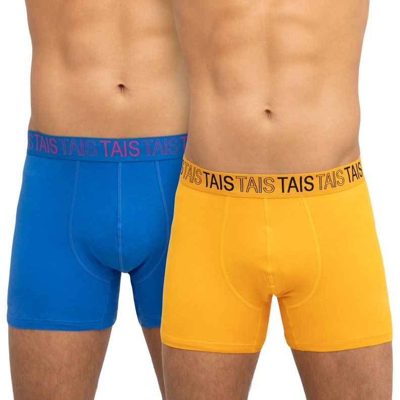 Pack  Bóxer Cotton Spandex  Colores  Azulino/Mostaza-0