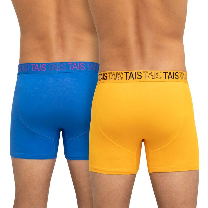Pack  Bóxer Cotton Spandex  Colores  Azulino/Mostaza-1