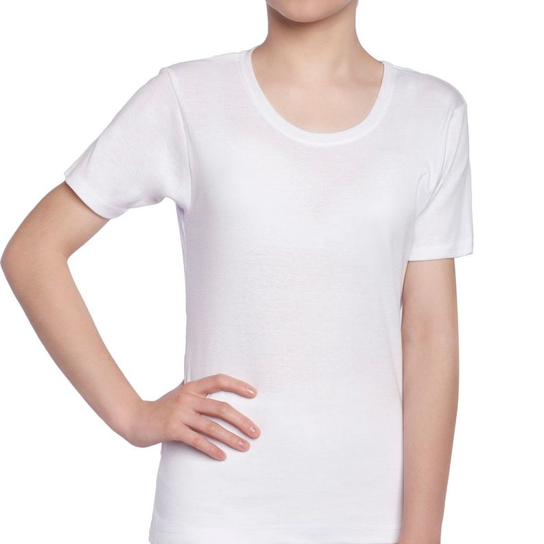 Camiseta Juvenil Manga Corta Algodon Blanco 10