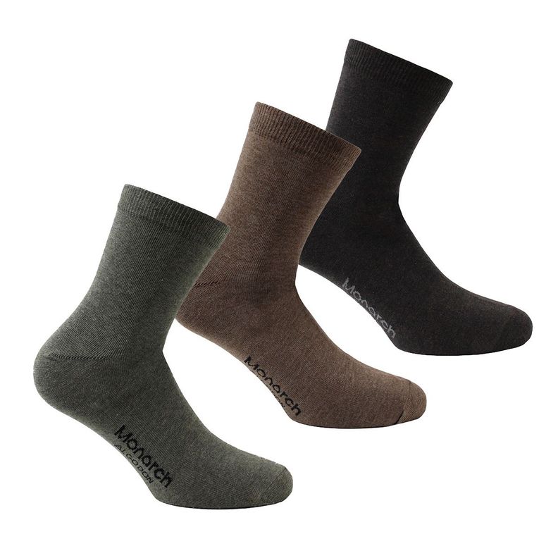 3 Pares Calcetín Algodón Liso Largo 2/4 Musgo-0