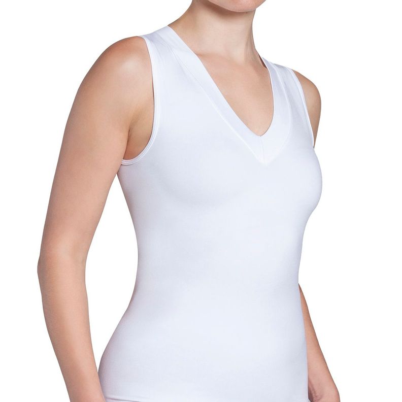 Polera Regata Escote "V" Blanco-1