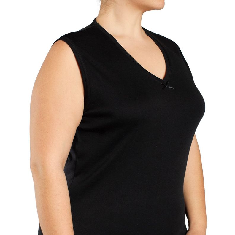 Camiseta Mujer Sin Mangas Cuello "V" Algodón Negro-0