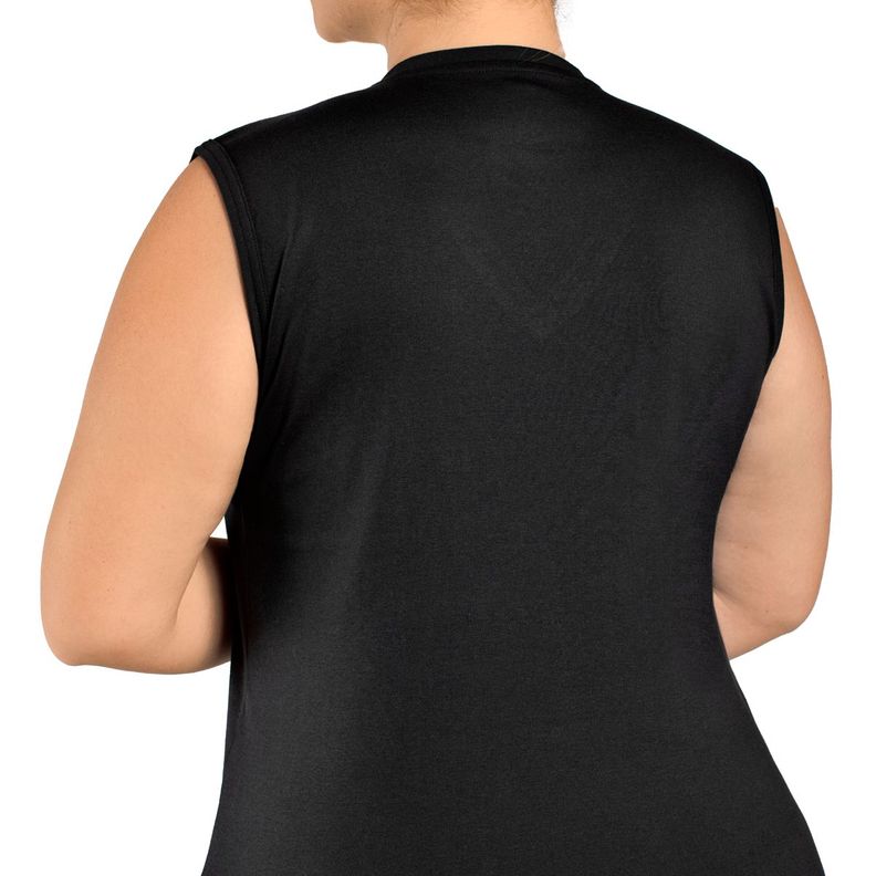 Camiseta Mujer Sin Mangas Cuello "V" Algodón Negro-2