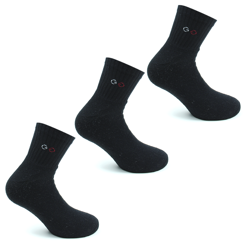 3 Pares Calcetin Algodon Deportivo Largo 2/4 Negro 39/43