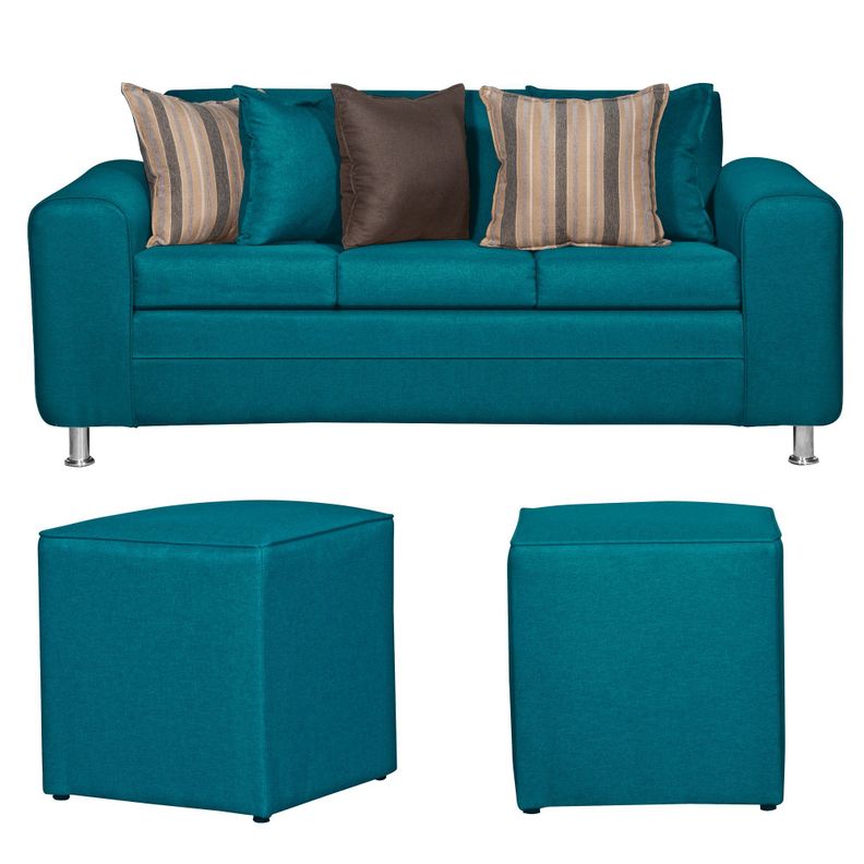 SOFA LEGEND 3 CUERPOS + 2 POUF TURQUESA-0