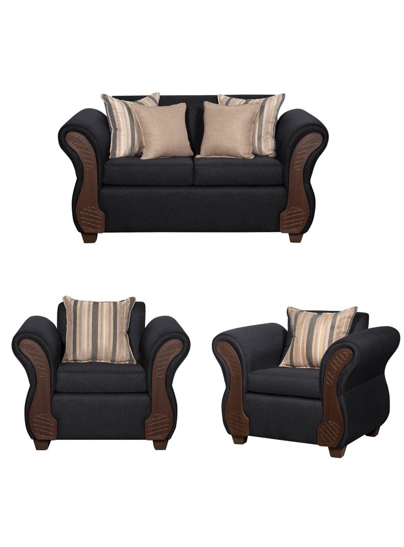 Juego de Living 2-1-1 Marsella Negro