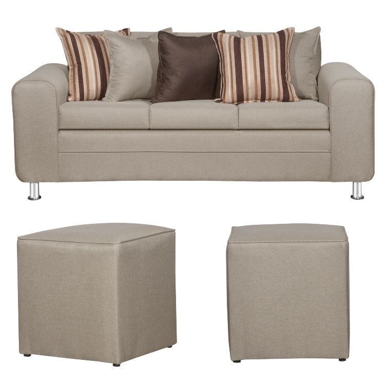 SOFA LEGEND 3 CUERPOS BEIGE + 2 POUF-0