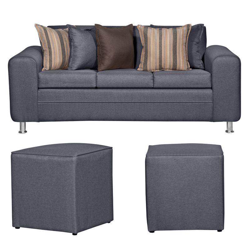 SOFA LEGEND 3 CUERPOS + 2 POUF GRIS-0