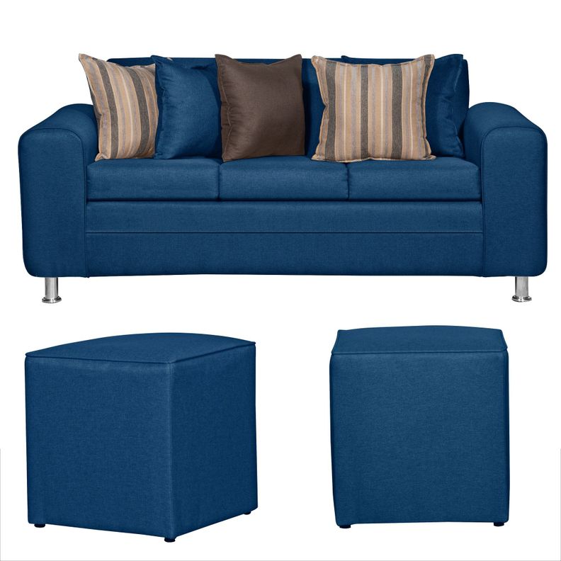 SOFA LEGEND 3 CUERPOS + 2 POUF AZUL-0