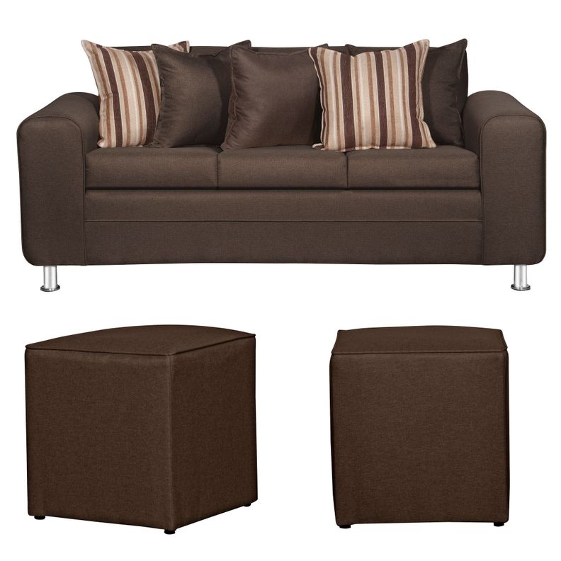 SOFA LEGEND 3 CUERPOS + 2 POUF CAFÉ-0