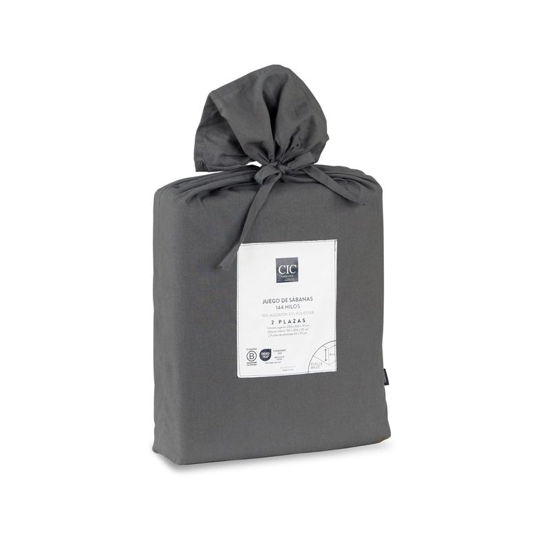 SET SABANAS LISAS 144H GRIS 2P-7