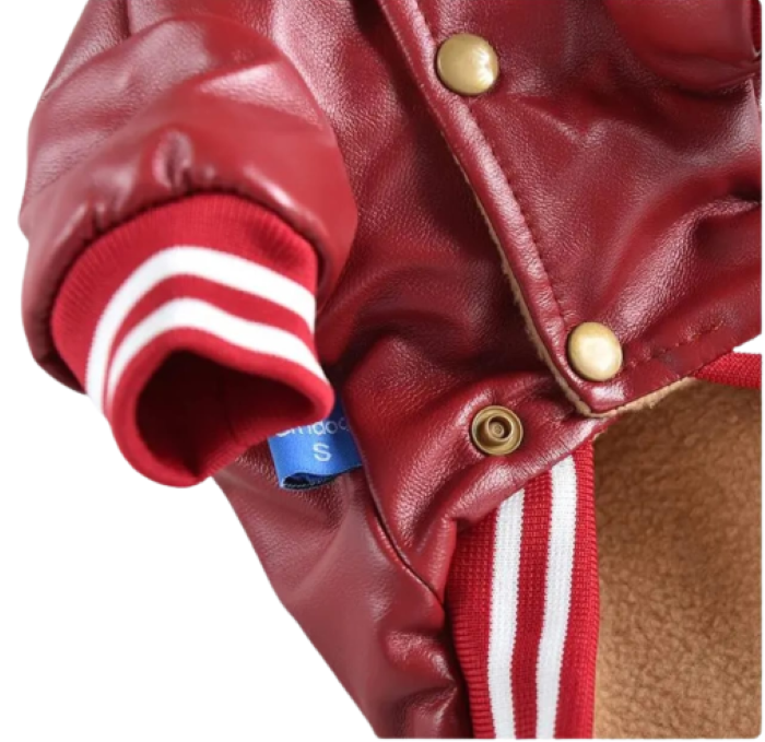 Chaqueta de Cuero PU para perros Talla L-3
