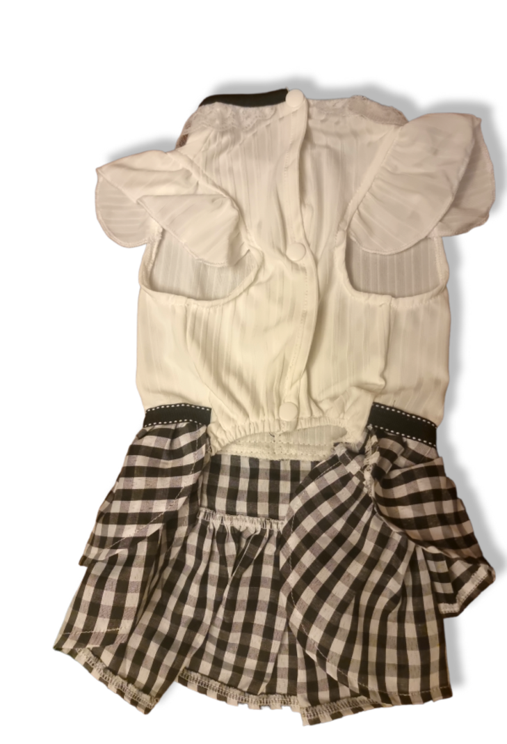 Vestido Escoces Blanco Negro Verano Talla M-1