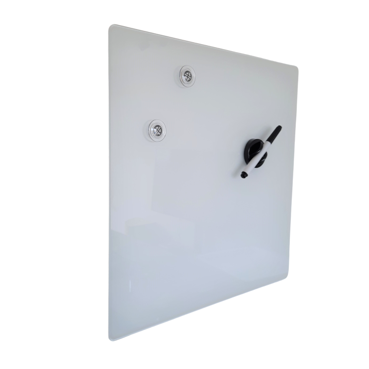 Pizarra Magnética Vidrio Templado 40 x 40 Incluye Accesorios. Color Blanco-0
