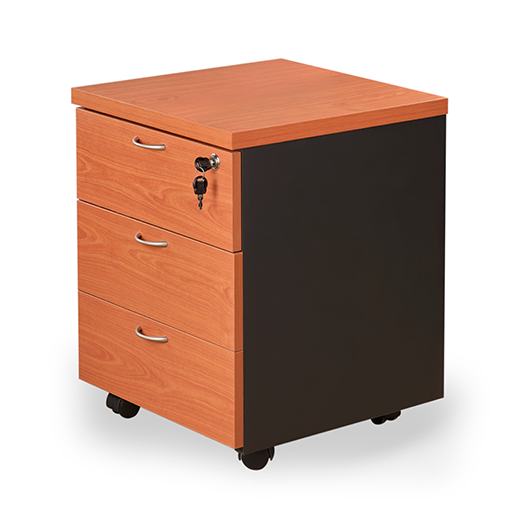 Cajonera con Ruedas Laminado Compacto con Rieles Metálicos y Llave-0