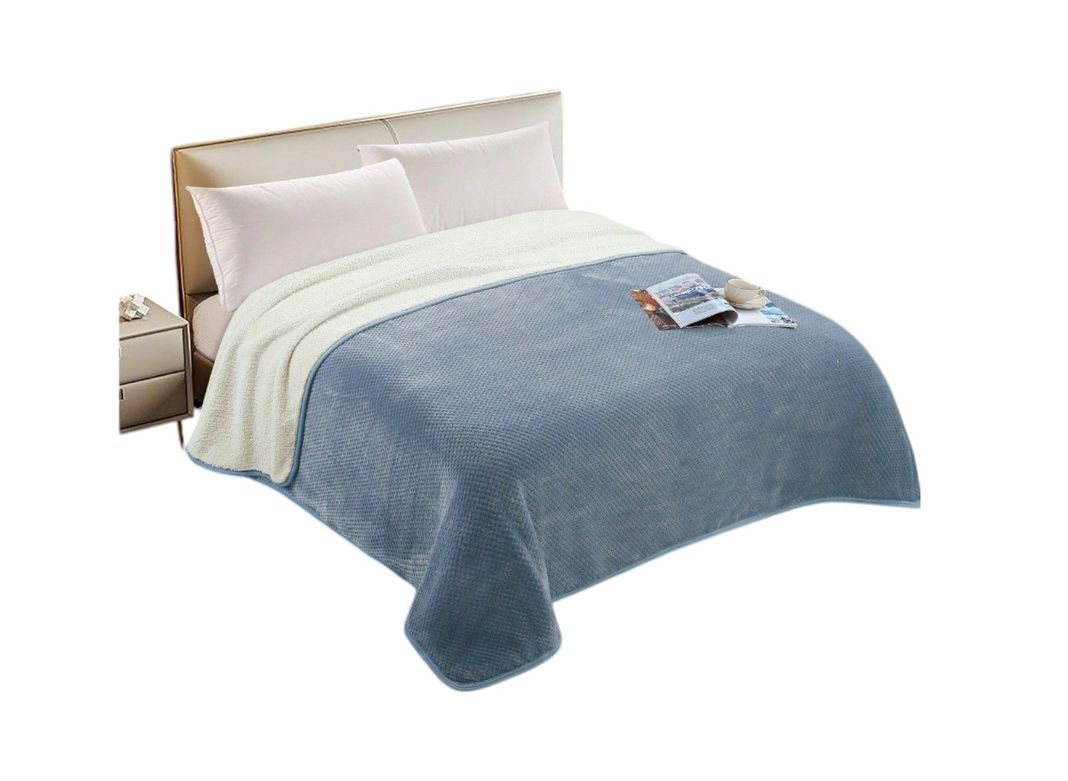 Manta Frazada De Felpa Suave 2 Plazas 230 X 200 Cm Color Celeste-0