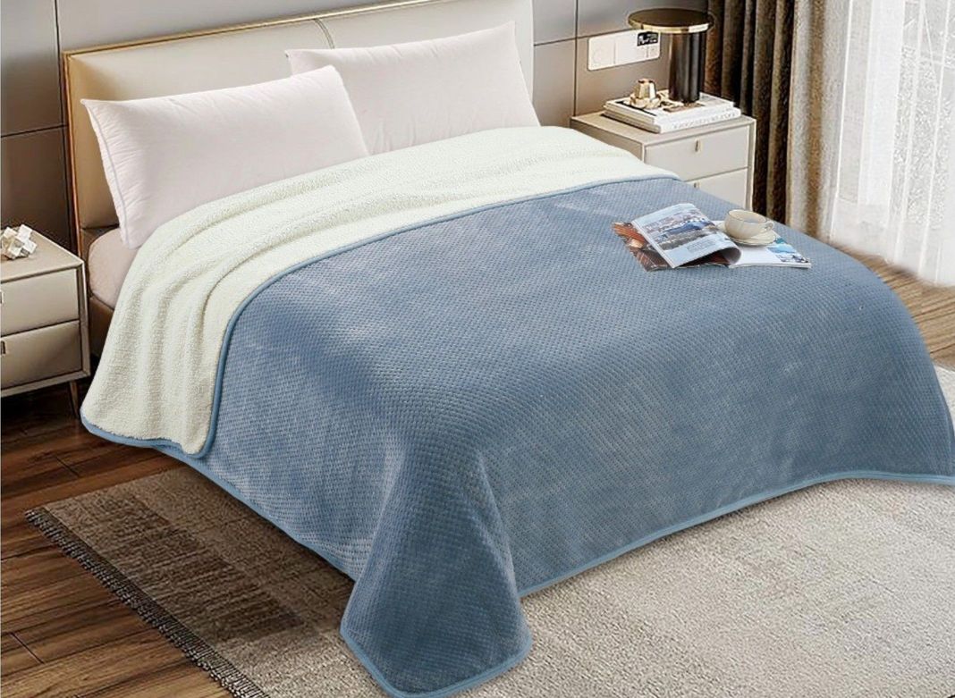 Manta Frazada De Felpa Suave 2 Plazas 230 X 200 Cm Color Celeste-1