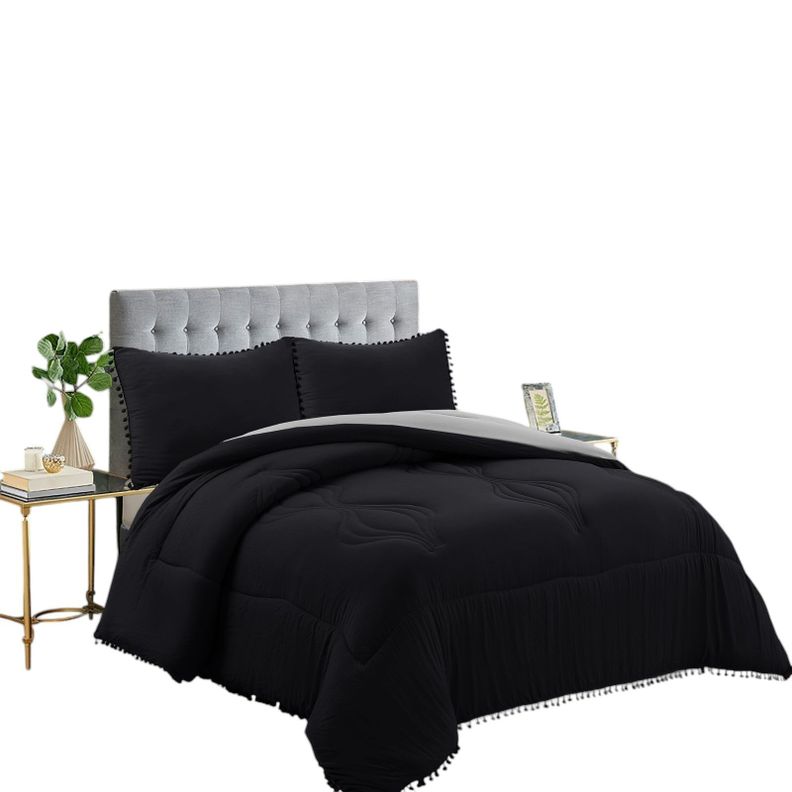 cubrecama plush acolchado con ponpon 2 plazas  -1