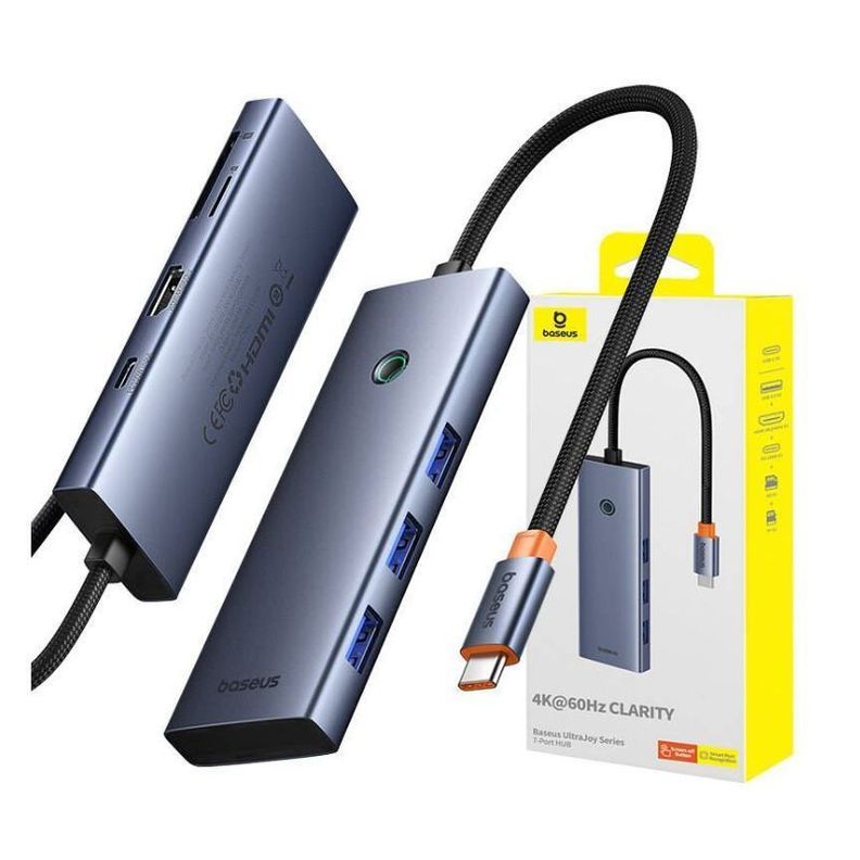 Adaptador HUB 7 en 1 Tipo C a HDMI, USB 3.0, VGA y PD - Baseus - Gris-4