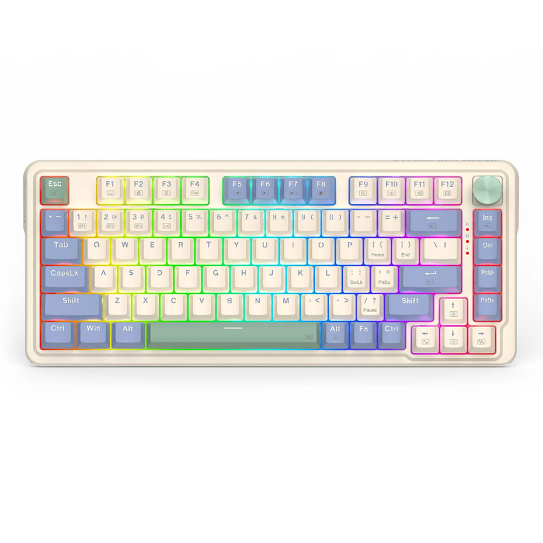 Teclado Gamer Redragon Ucal Pro K673 RGB Red Switch Blanco/Celeste Espanol