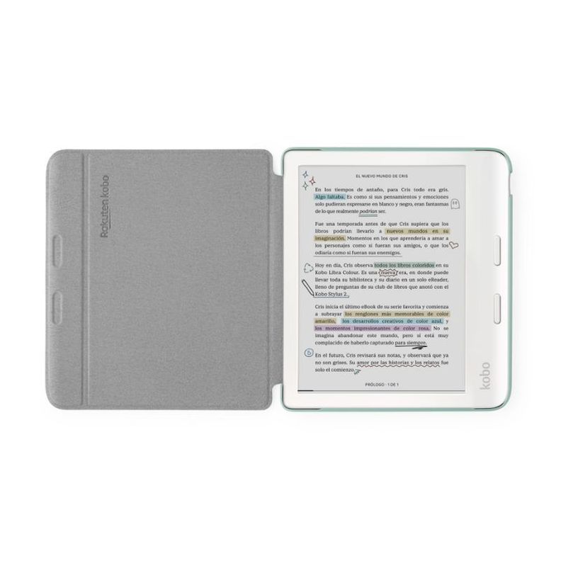 Lector e reader Kobo Libra Colour Blanco con Funda Sleepcover Verde-1