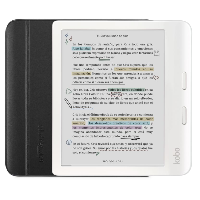 Lector e Reader Kobo Libra Colour Blanco con Funda SleepCover Negro-0