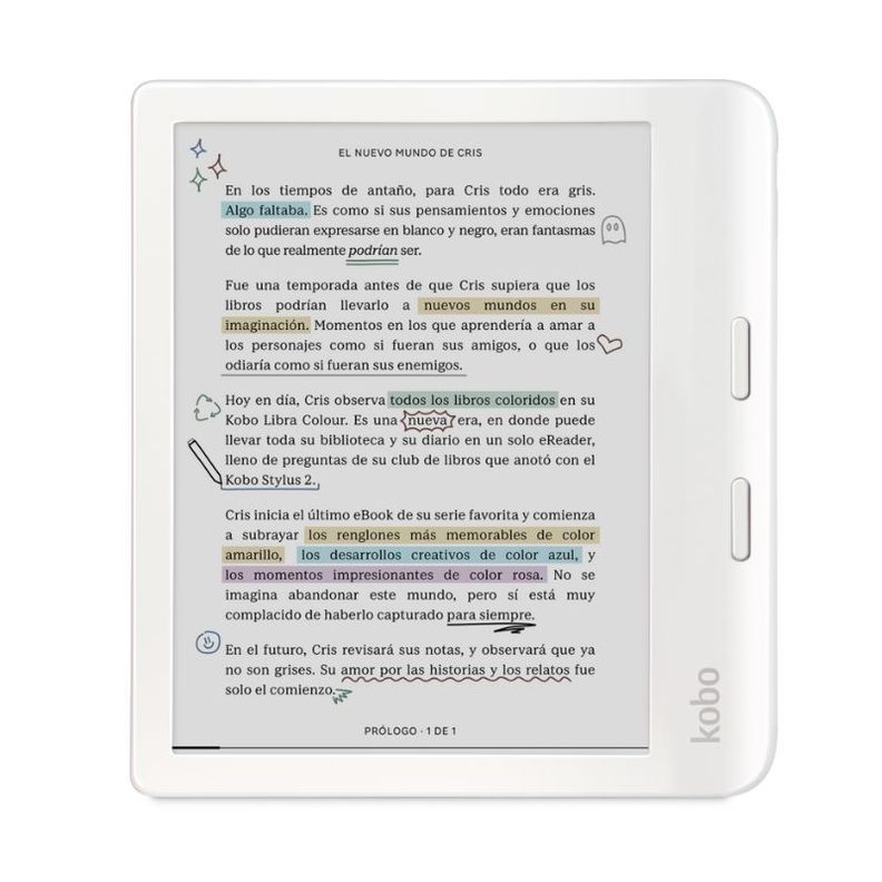 Lector e Reader Kobo Libra Colour Blanco con Funda SleepCover Negro-1