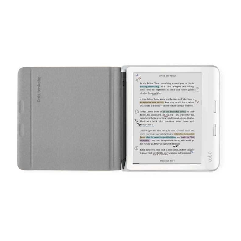 Lector E Reader Kobo Libra Colour Negro Con Funda Beige-1