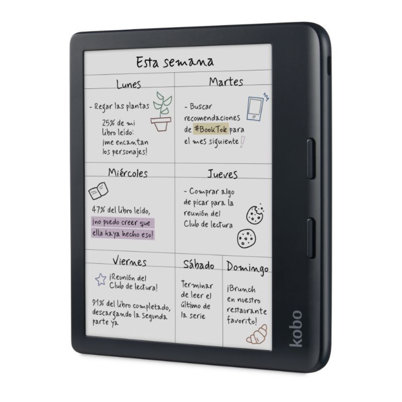 Lector E Reader Kobo Libra Colour Negro Con Funda Beige-2