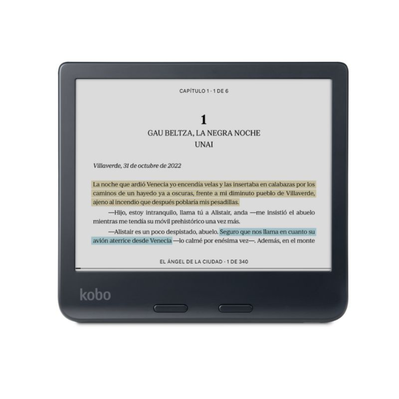 Lector E Reader Kobo Libra Colour Negro Con Funda Beige-3