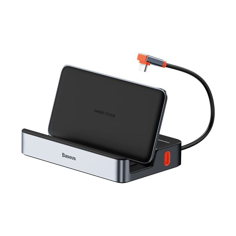 Adaptador HUB 6 en 1 Tipo C: HDMI, USB 3.0 x3, PD, RJ45 - Baseus GamerX - Gris-3