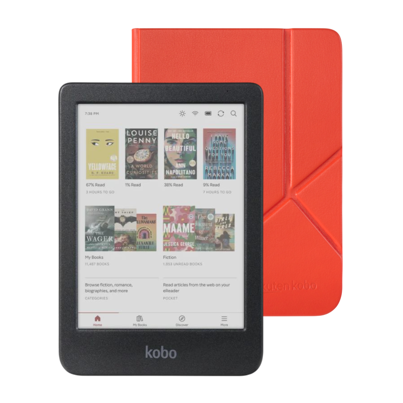 Lector e reader Kobo Clara Colour Negro con Funda SleepCover Rojo-0