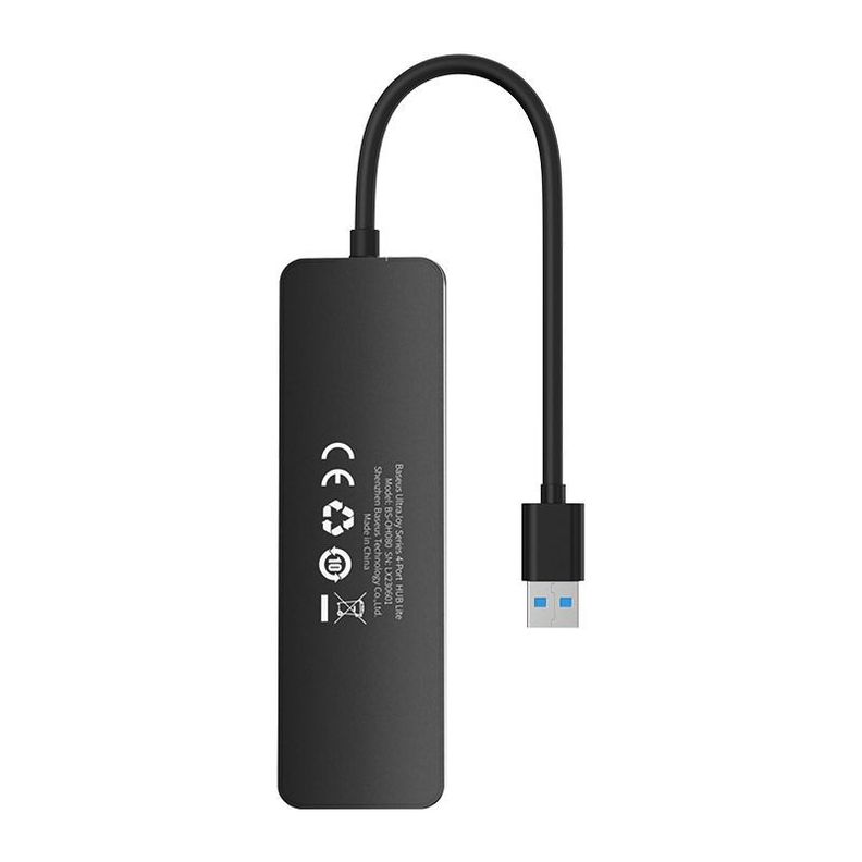 Adaptador HUB 15cm USB-A a USB 3.0 X 4 - 5 Gbps - Baseus UltraJoy Series - Negro-1