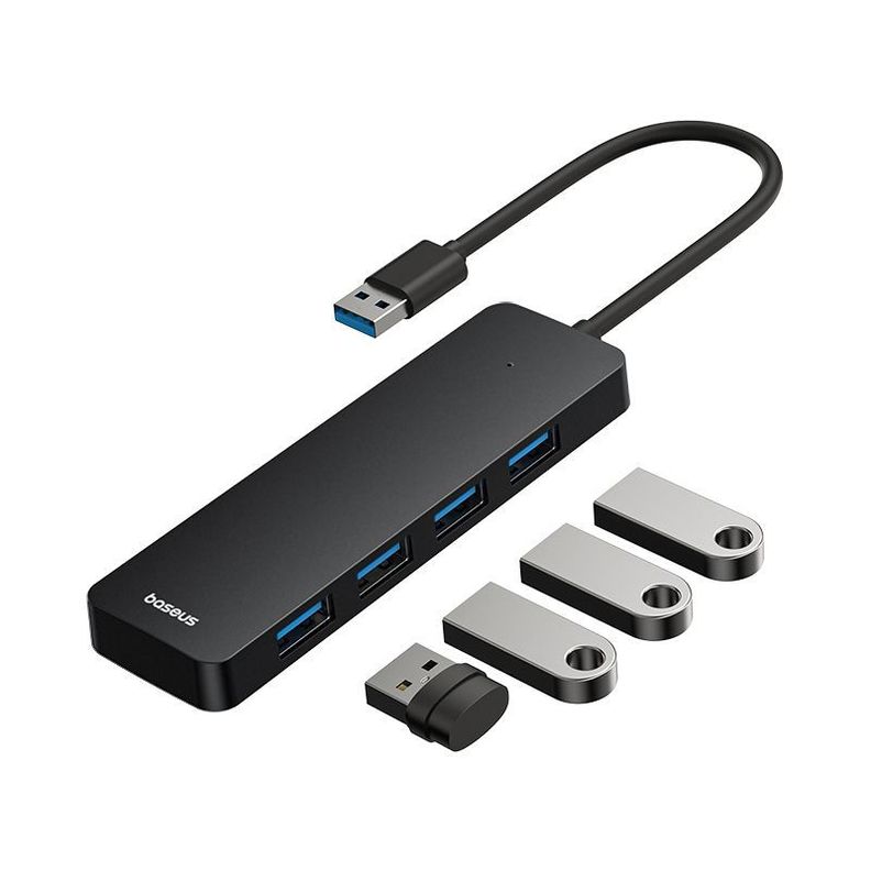 Adaptador HUB 15cm USB-A a USB 3.0 X 4 - 5 Gbps - Baseus UltraJoy Series - Negro-2