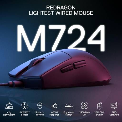 Mouse Gamer Redragon King M724 - Negro-5