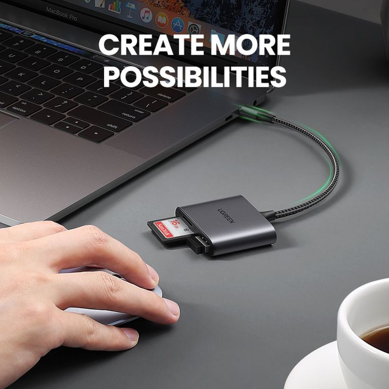 UGREEN Lector de tarjetas multifunción USB-C SD/TF+USB-7
