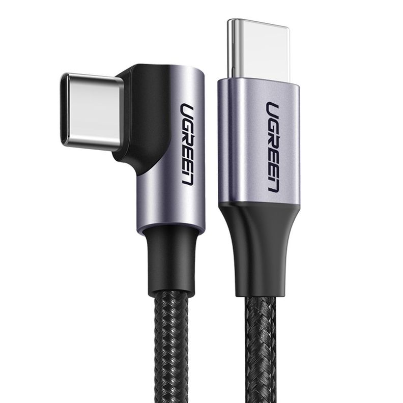 UGREEN Cable USB-C 2.0 a USB-C 2.0 en ángulo 3A trenzado 1m-0