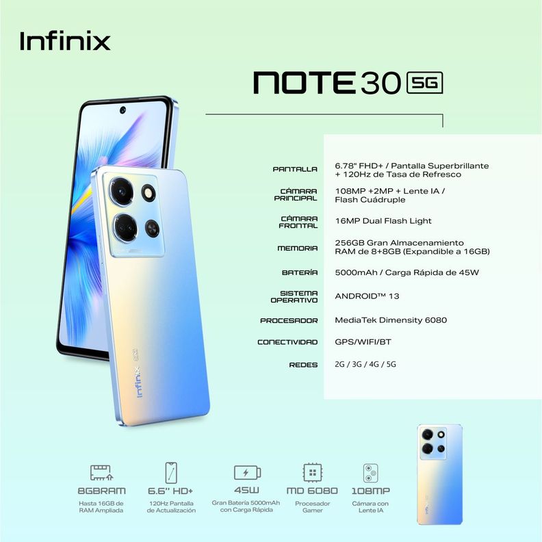 Infinix Note 30 5G Blue 256GB ROM 8GB RAM-5