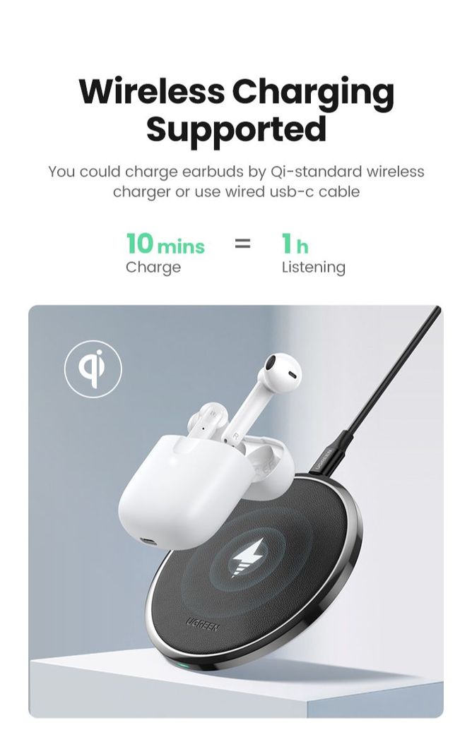 UGREEN Audífonos Inalámbricos HiTune T2 True Wireless Blanco-3