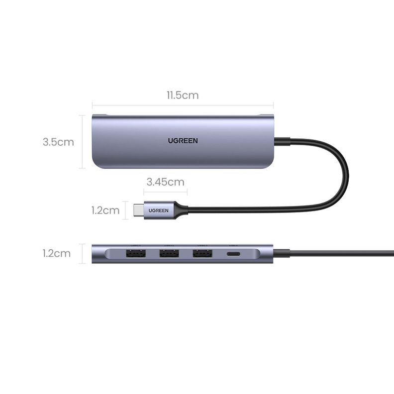 UGREEN Hub USB-C a 3 puerto USB 3.0 A + HDMI + PD-1